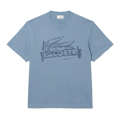 Blue - Front - Lacoste Mens Organic Cotton T-Shirt