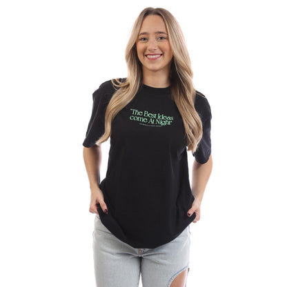Black-Green - Front - Off White Womens-Ladies Best Ideas Come T-Shirt