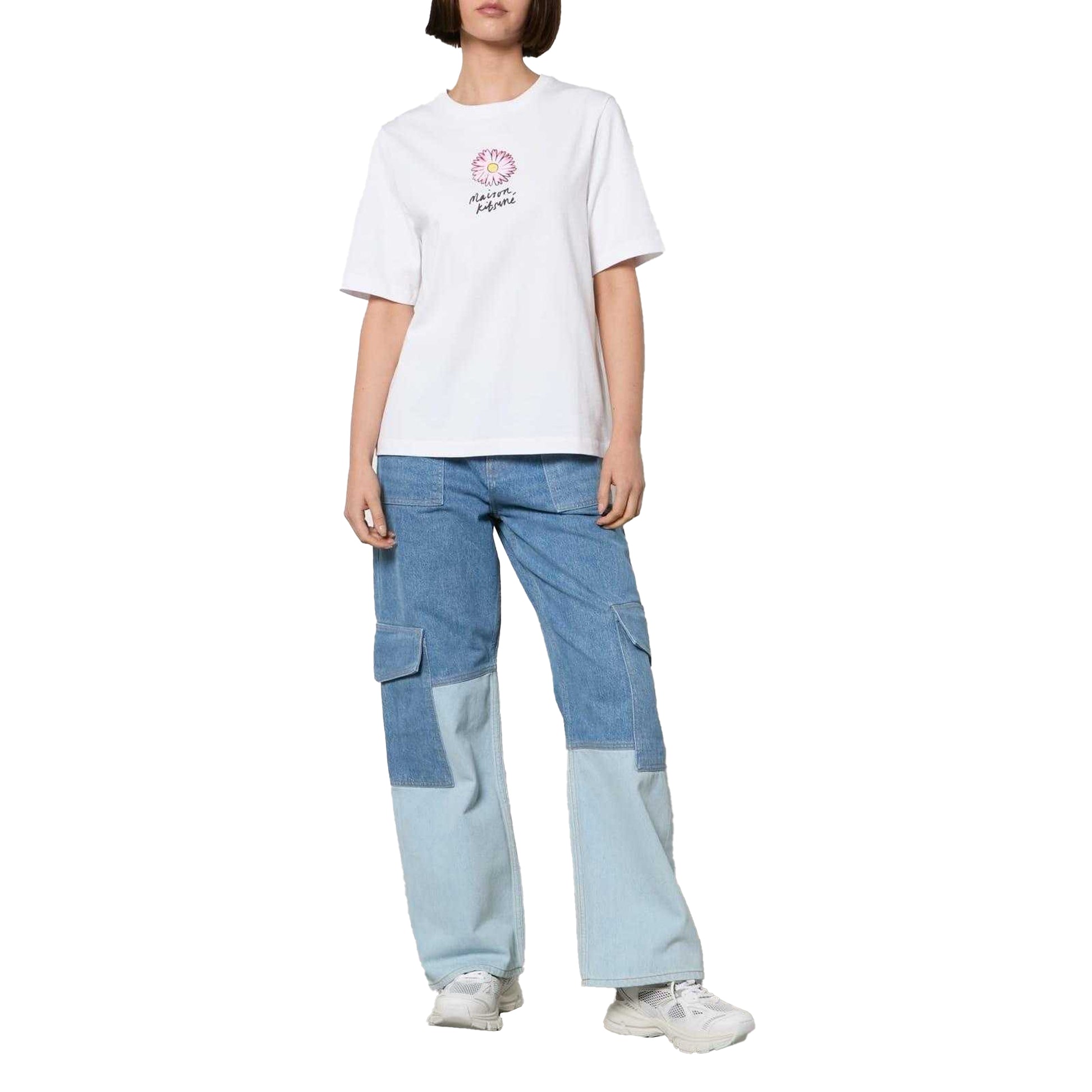 White - Lifestyle - Maison Kitsuné Womens-Ladies Floating Flower T-Shirt