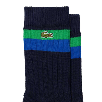 Multicoloured - Back - Lacoste Unisex Adult Striped High Cut Cotton Socks (Pack of 2)