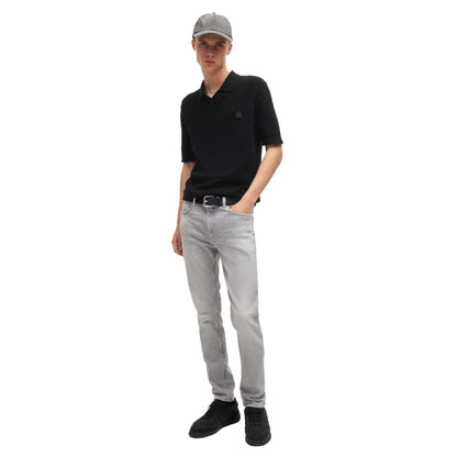 Black - Lifestyle - Hugo Mens Shiplom Knitted Polo Shirt