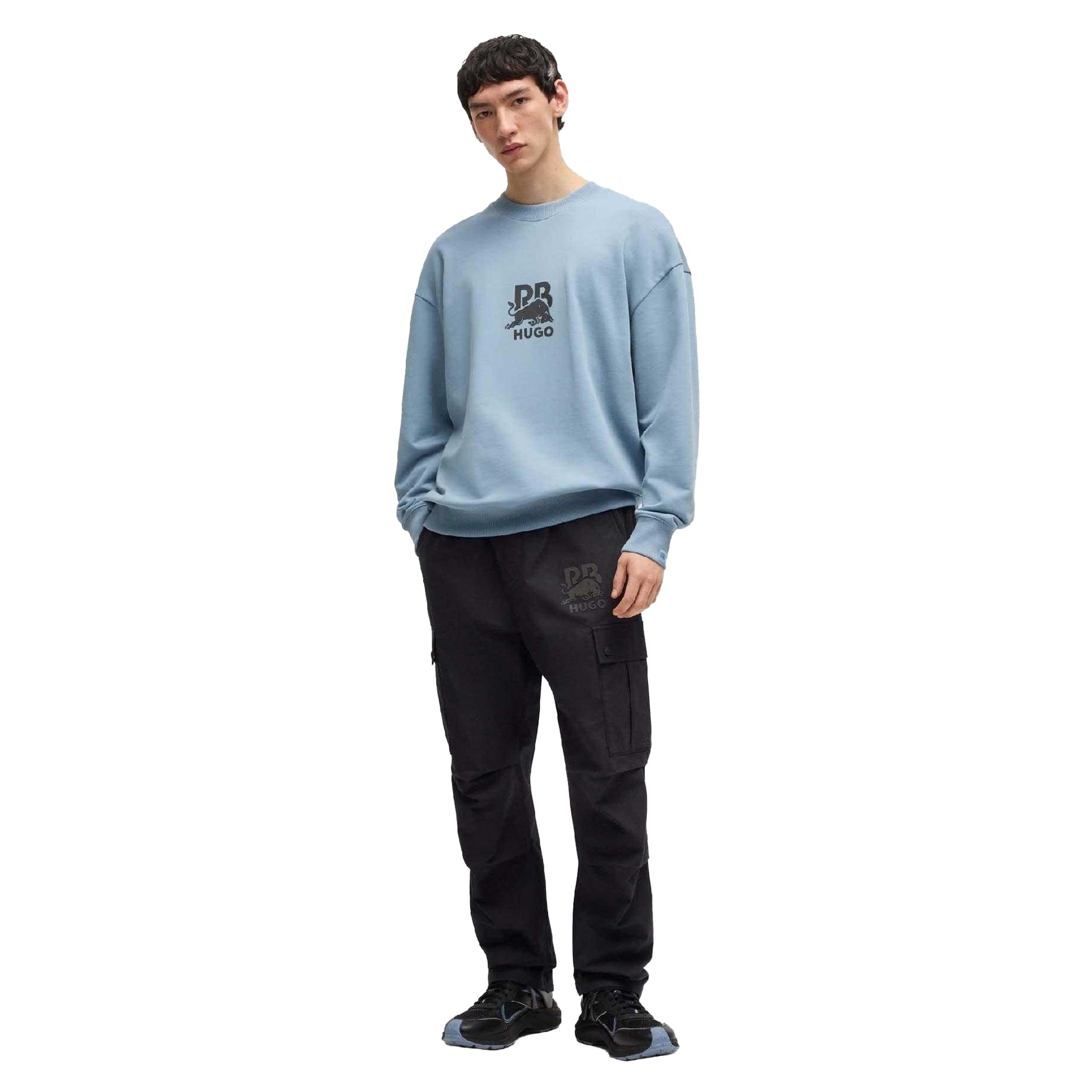 Blue - Lifestyle - Hugo Mens Dahrain Stealth Logo Sweatshirt
