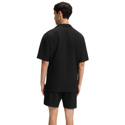 Black - Side - Hugo Mens Chaffle Waffle Beach Shirt