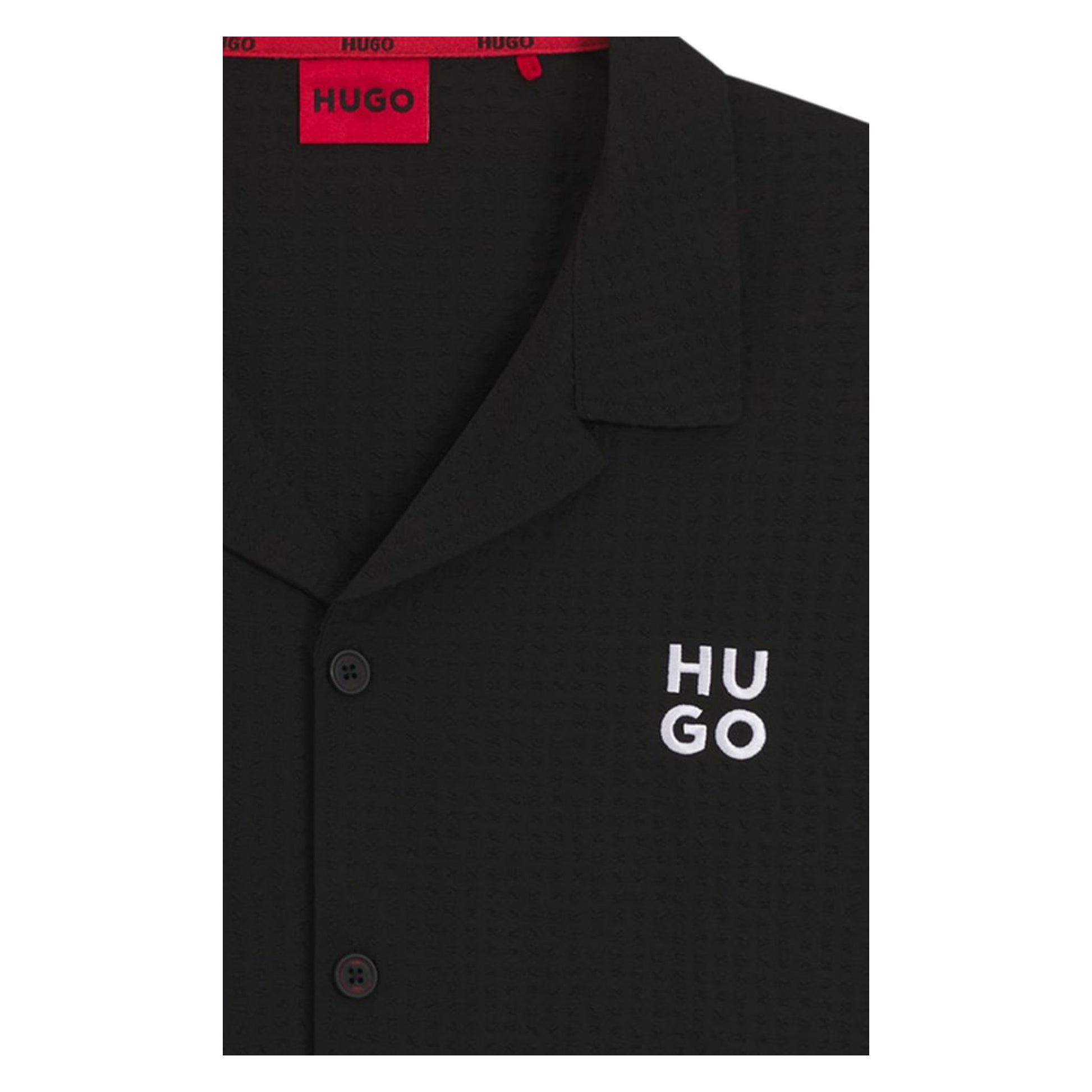 Black - Pack Shot - Hugo Mens Chaffle Waffle Beach Shirt