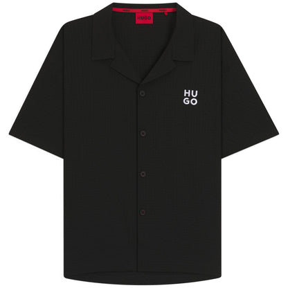 Black - Front - Hugo Mens Chaffle Waffle Beach Shirt