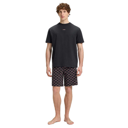 Black - Back - Hugo Mens Logo Printed Pyjama Bottoms