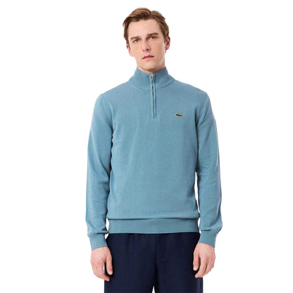 Blue - Side - Lacoste Mens High-Neck Quarter Zip Sweatshirt
