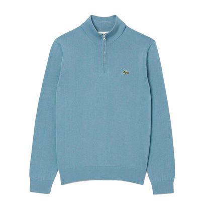 Blue - Front - Lacoste Mens High-Neck Quarter Zip Sweatshirt