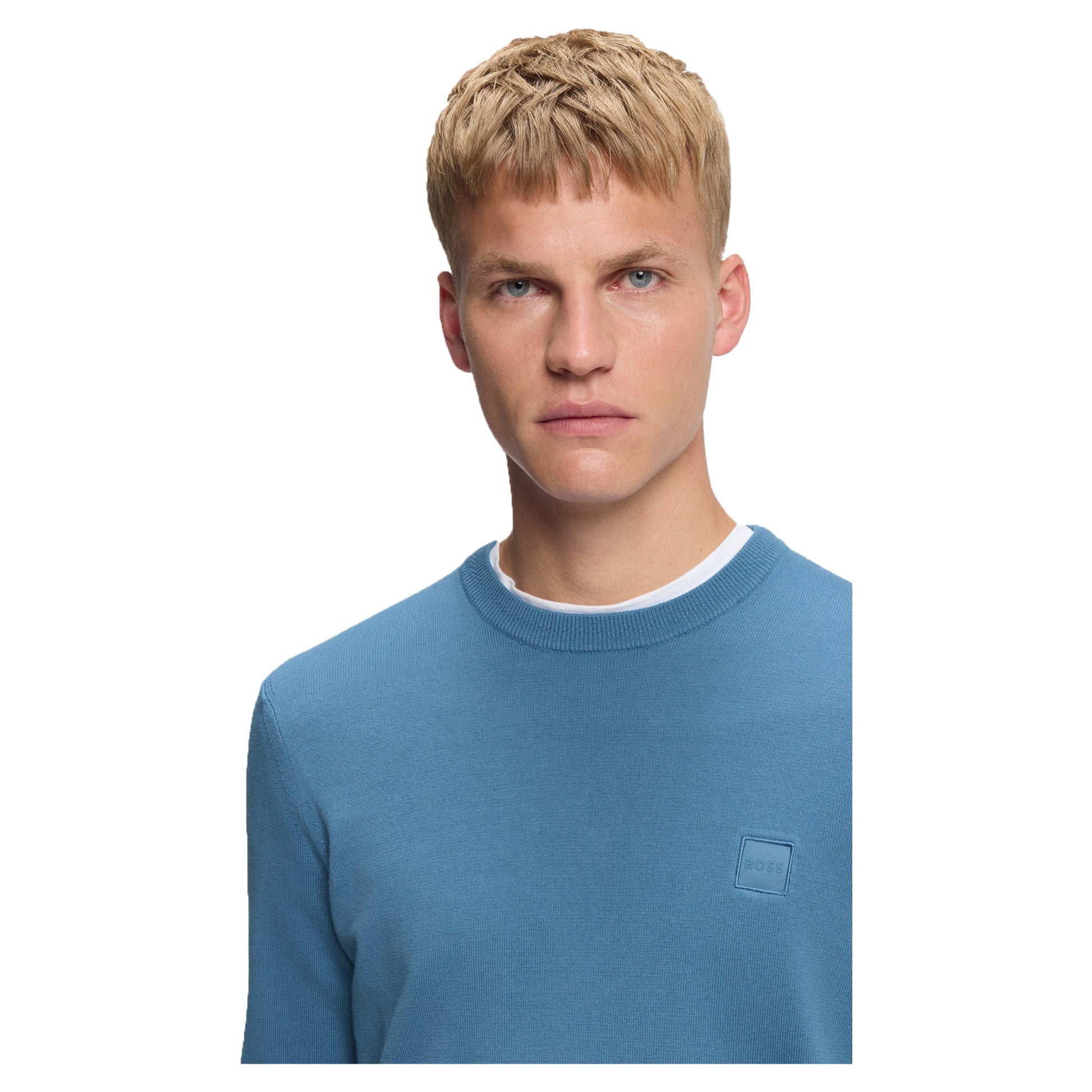 Blue - Side - Boss Mens Kanovano Logo Sweatshirt