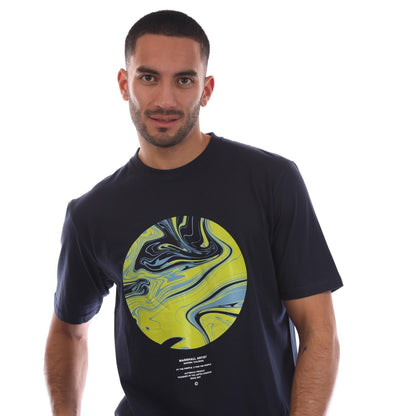 Navy - Side - Marshall Artist Mens Akwa Graphic T-Shirt