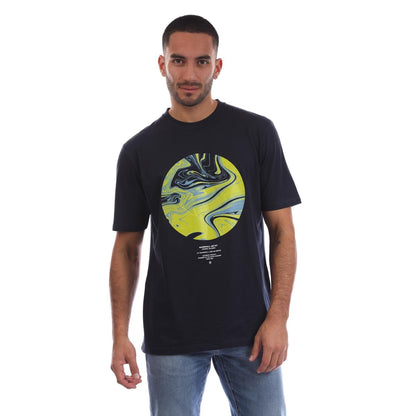 Navy - Front - Marshall Artist Mens Akwa Graphic T-Shirt