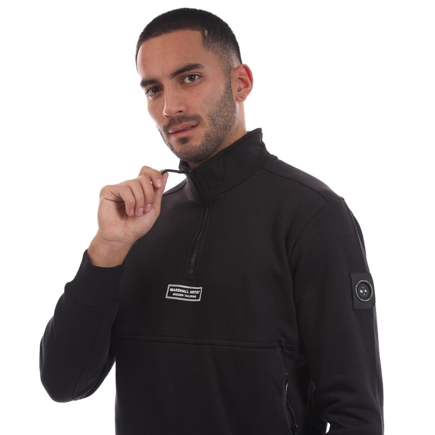 Black - Side - Marshall Artist Mens Siren Quarter Zip Sweatshirt
