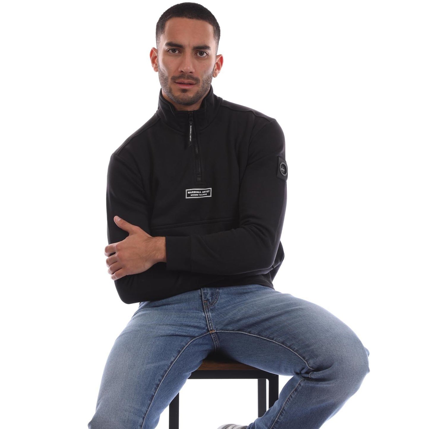 Black - Lifestyle - Marshall Artist Mens Siren Quarter Zip Sweatshirt