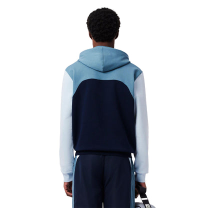 Navy Blue-White - Back - Lacoste Mens Colour Block Classic Hoodie
