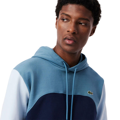Navy Blue-White - Side - Lacoste Mens Colour Block Classic Hoodie