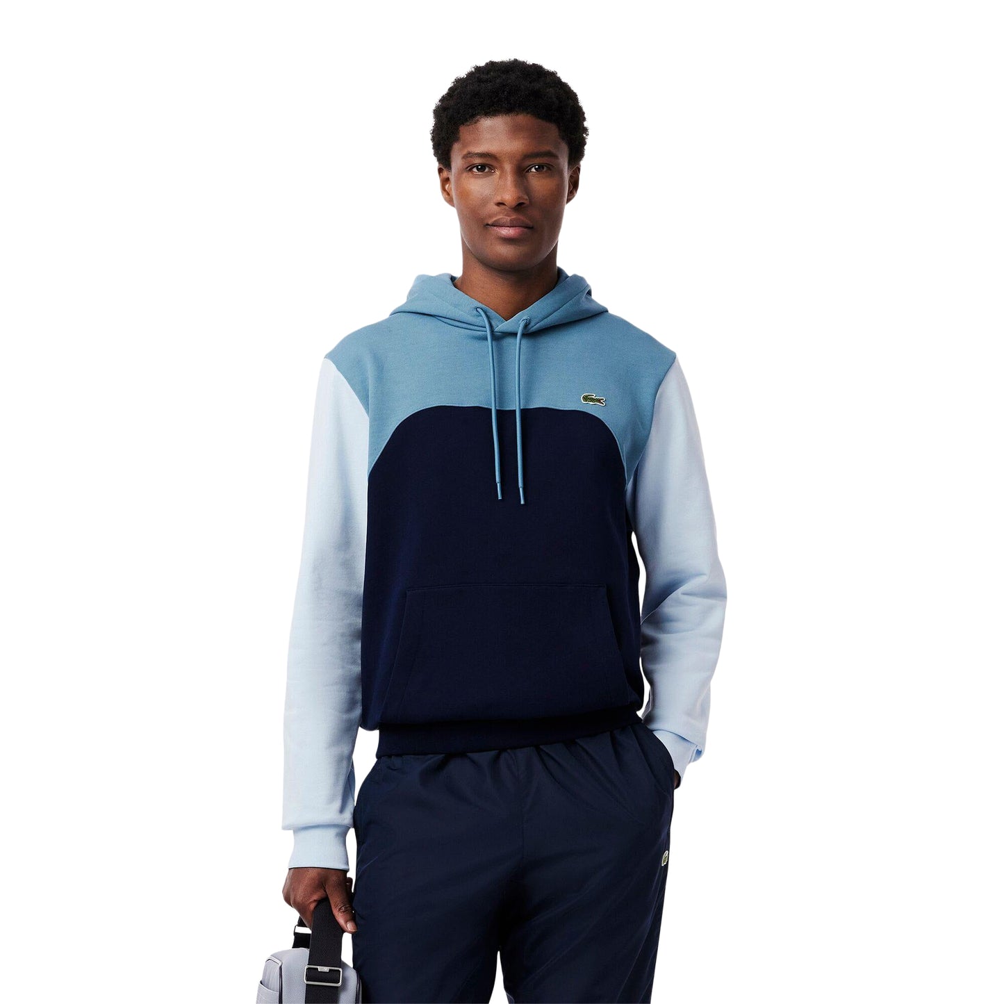 Navy Blue-White - Lifestyle - Lacoste Mens Colour Block Classic Hoodie