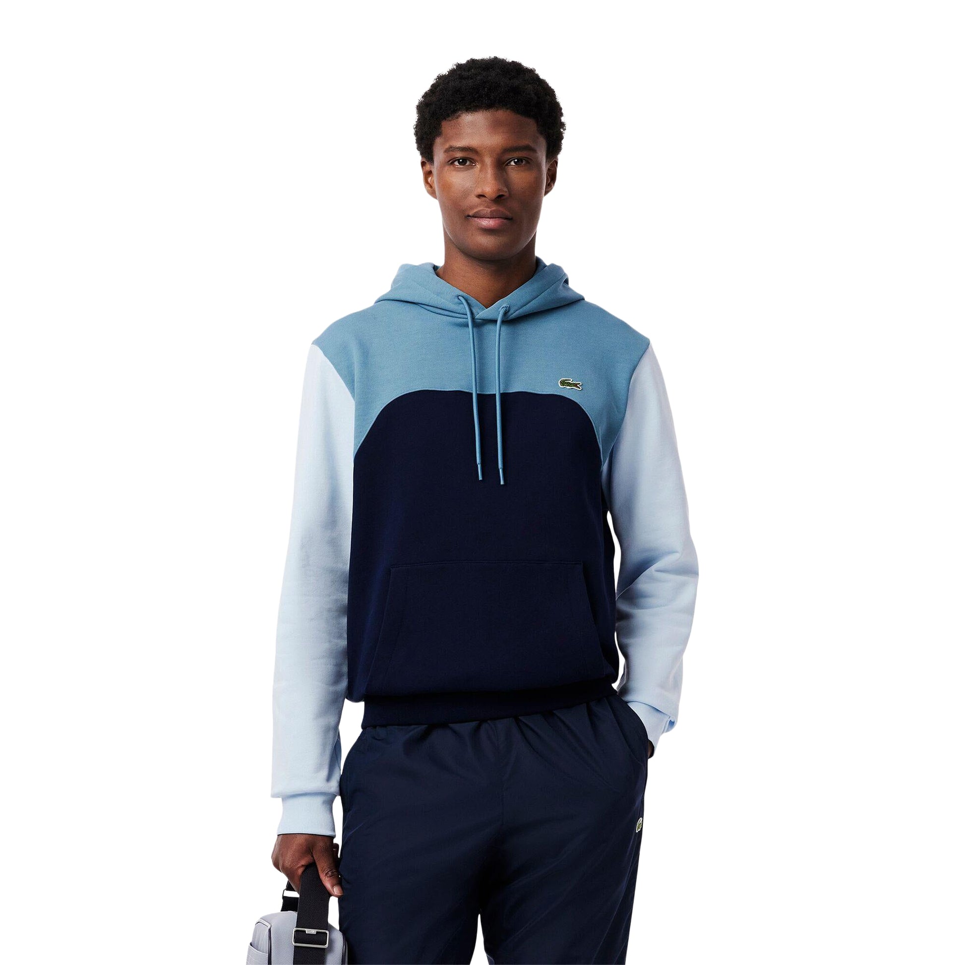Navy Blue-White - Lifestyle - Lacoste Mens Colour Block Classic Hoodie