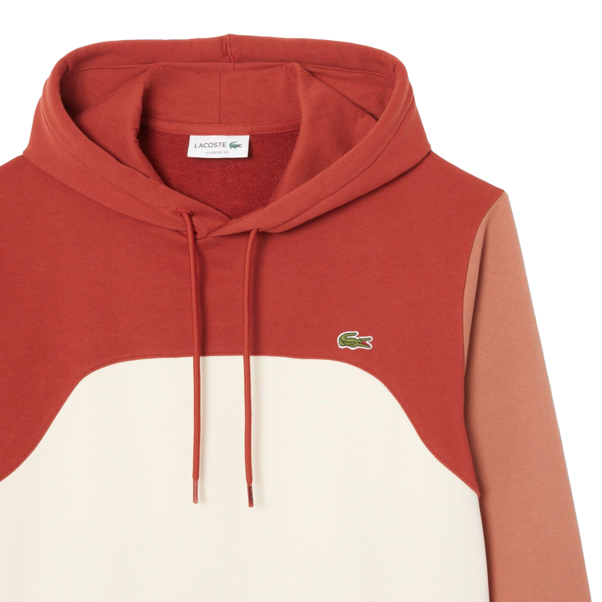 Orange-White - Back - Lacoste Mens Colour Block Classic Hoodie