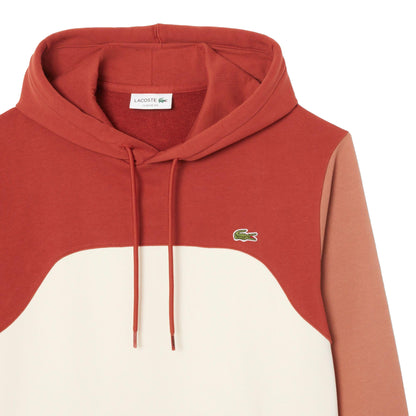 Orange-White - Back - Lacoste Mens Colour Block Classic Hoodie