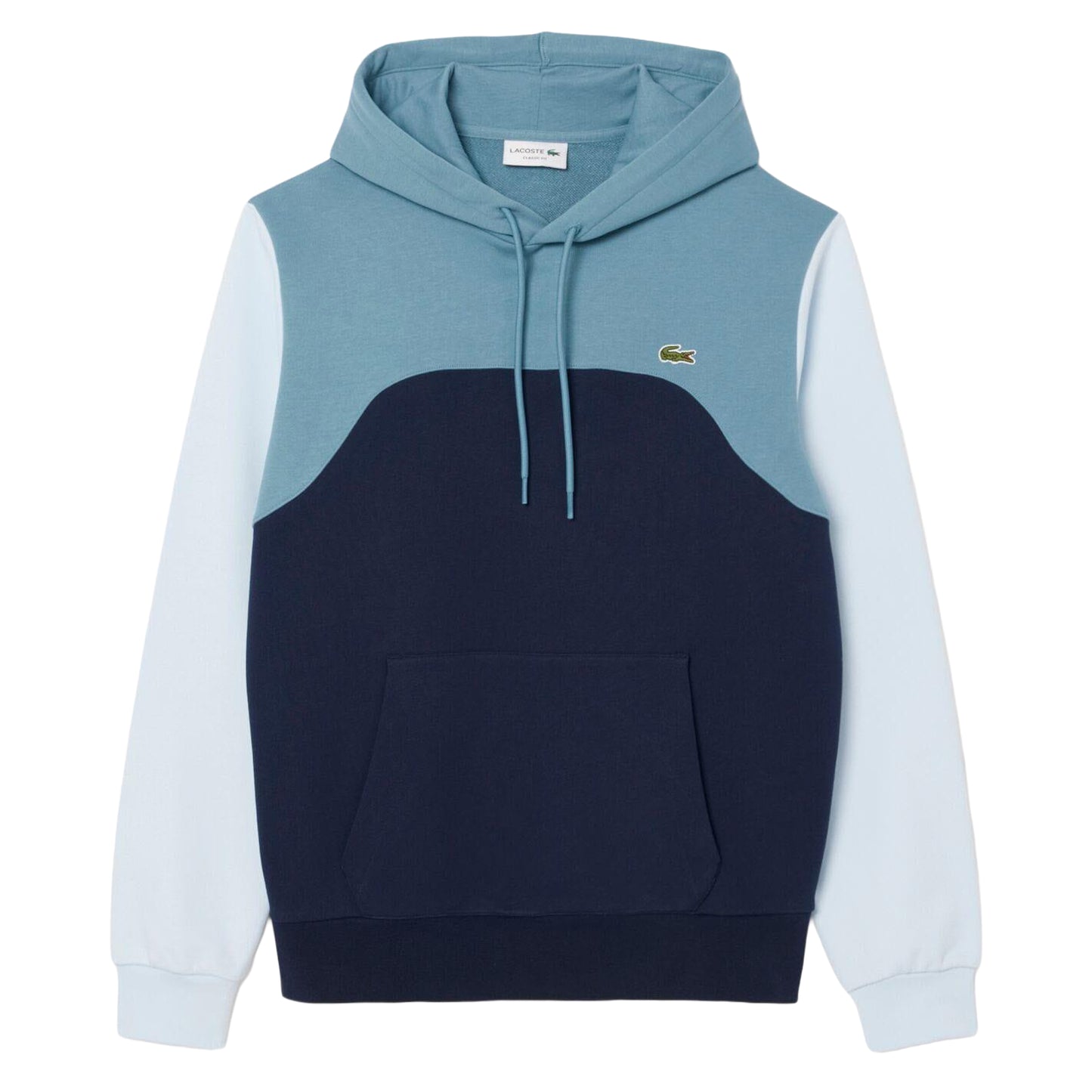 Navy Blue-White - Front - Lacoste Mens Colour Block Classic Hoodie
