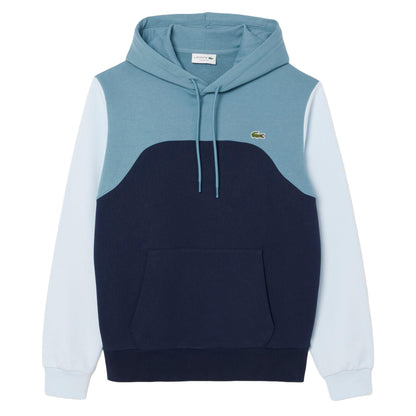 Navy Blue-White - Front - Lacoste Mens Colour Block Classic Hoodie