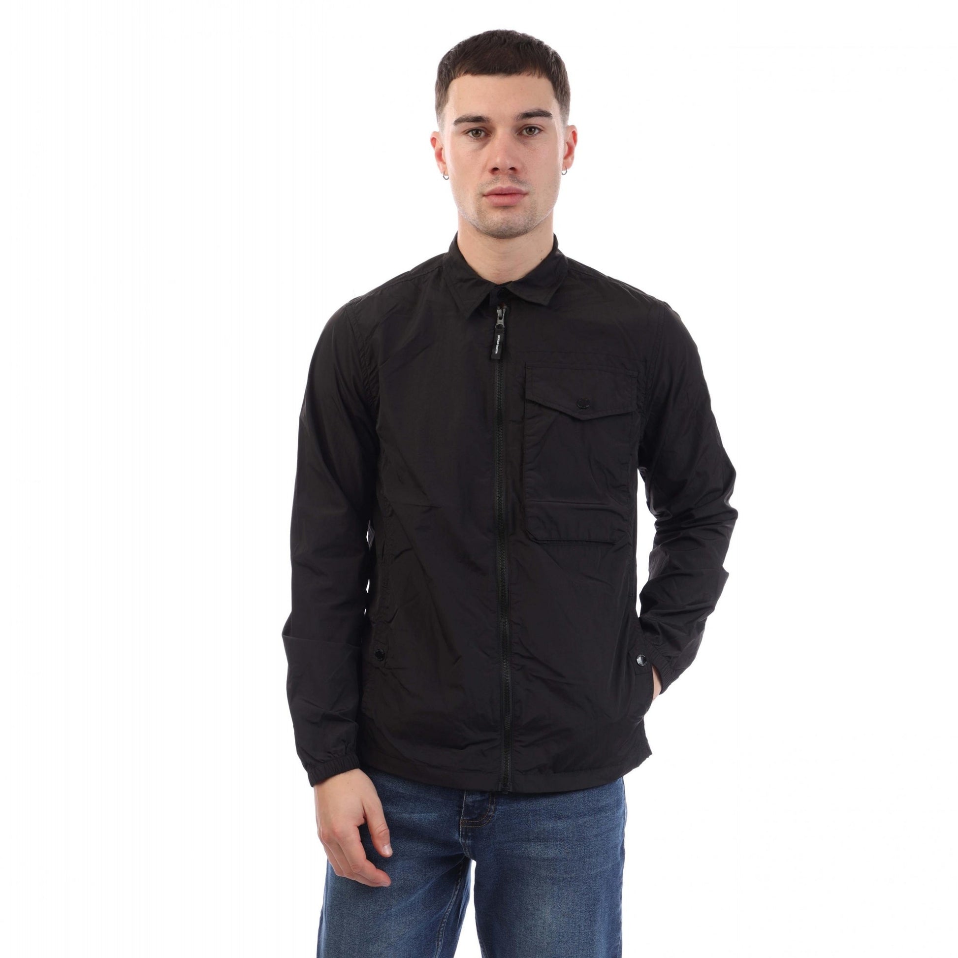 Black - Front - Weekend Offender Mens Granville Overshirt