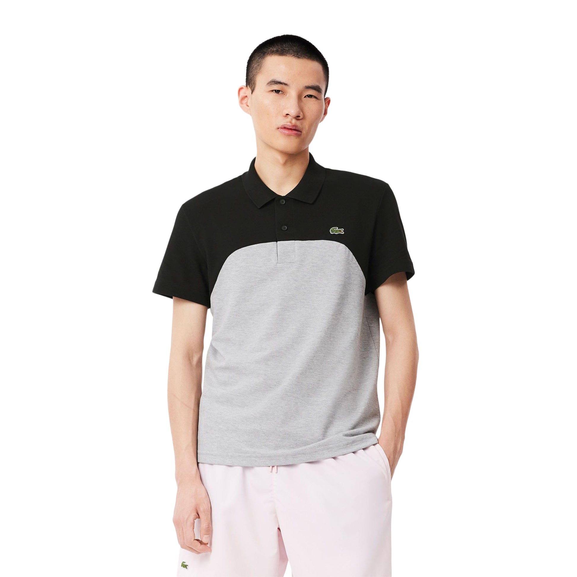 Grey - Side - Lacoste Mens Colour Block Polo Shirt