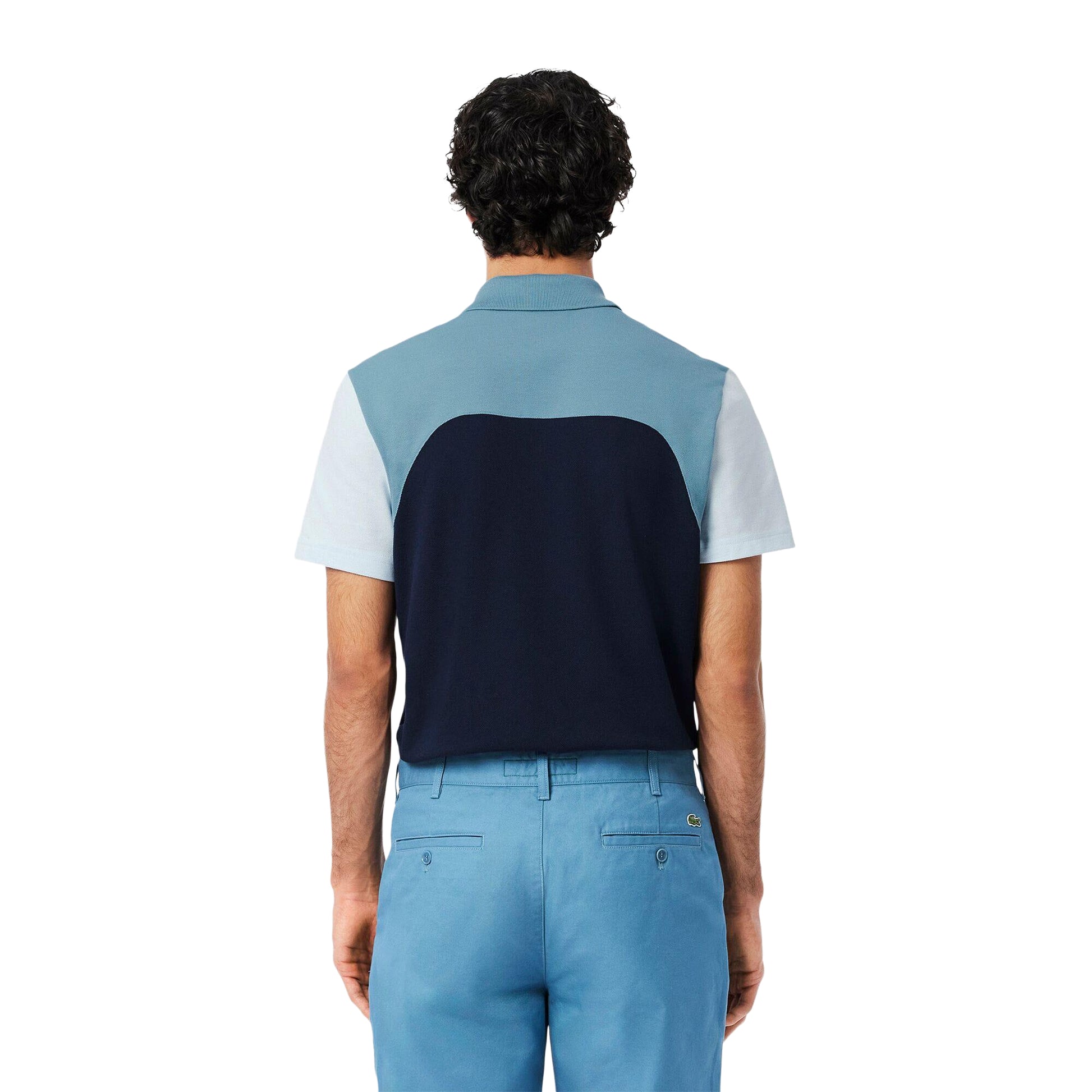 Navy - Back - Lacoste Mens Colour Block Polo Shirt