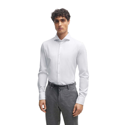 White - Lifestyle - Boss Mens P-Hank Spread Collar Slim Shirt
