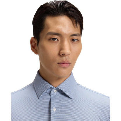 Blue - Side - Boss Mens P-Hank Kent Collar Slim Shirt