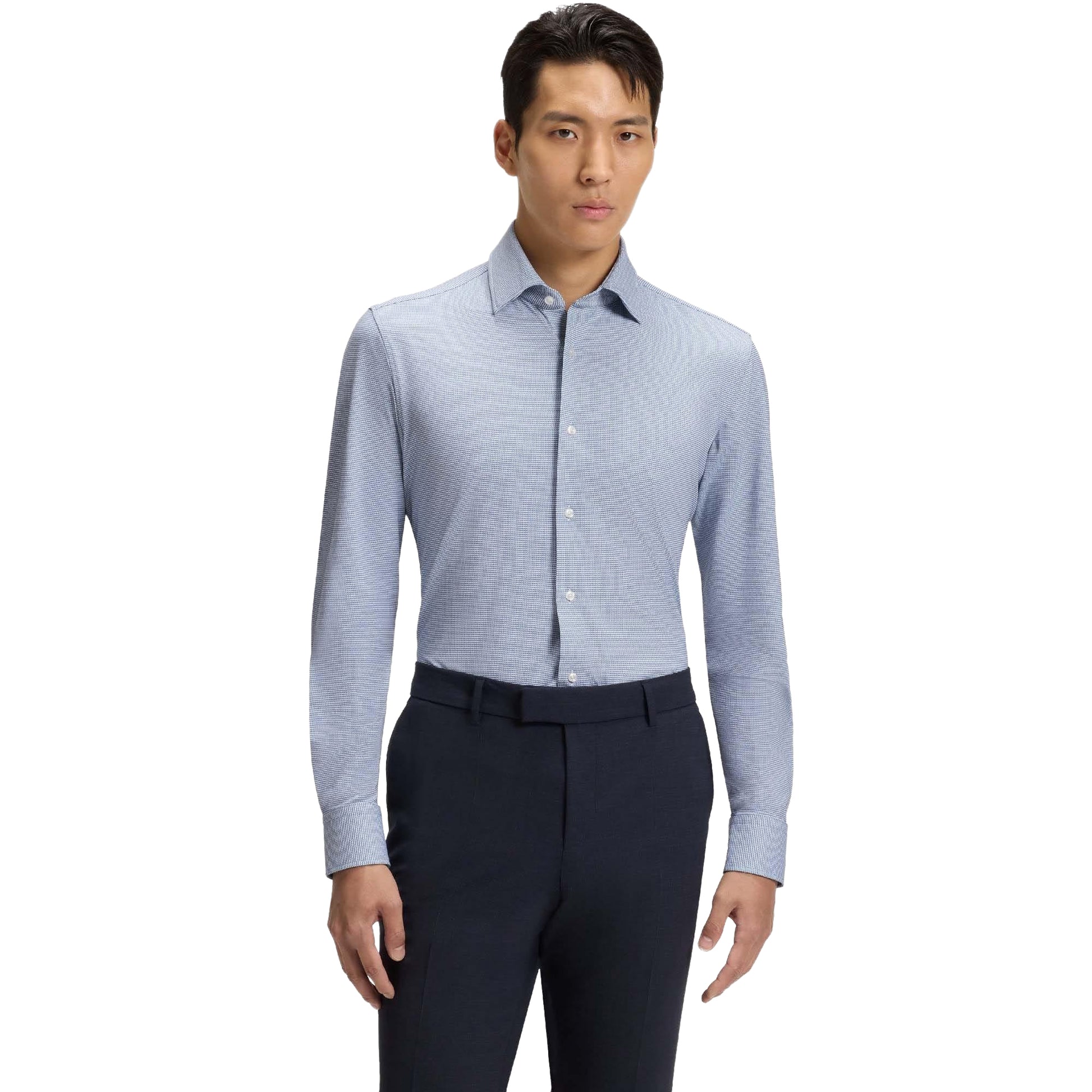Blue - Pack Shot - Boss Mens P-Hank Kent Collar Slim Shirt