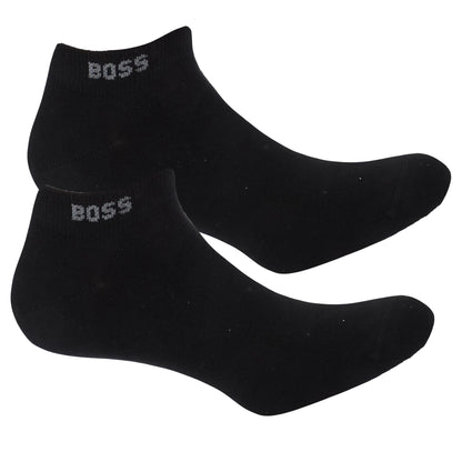 Black - Side - Boss Mens Bamboo Ankle Socks (Pack of 2)