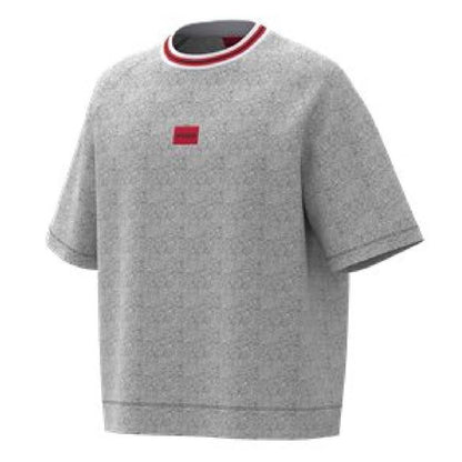 Grey - Side - Hugo Mens Jaxon Short-Sleeved Sweatshirt