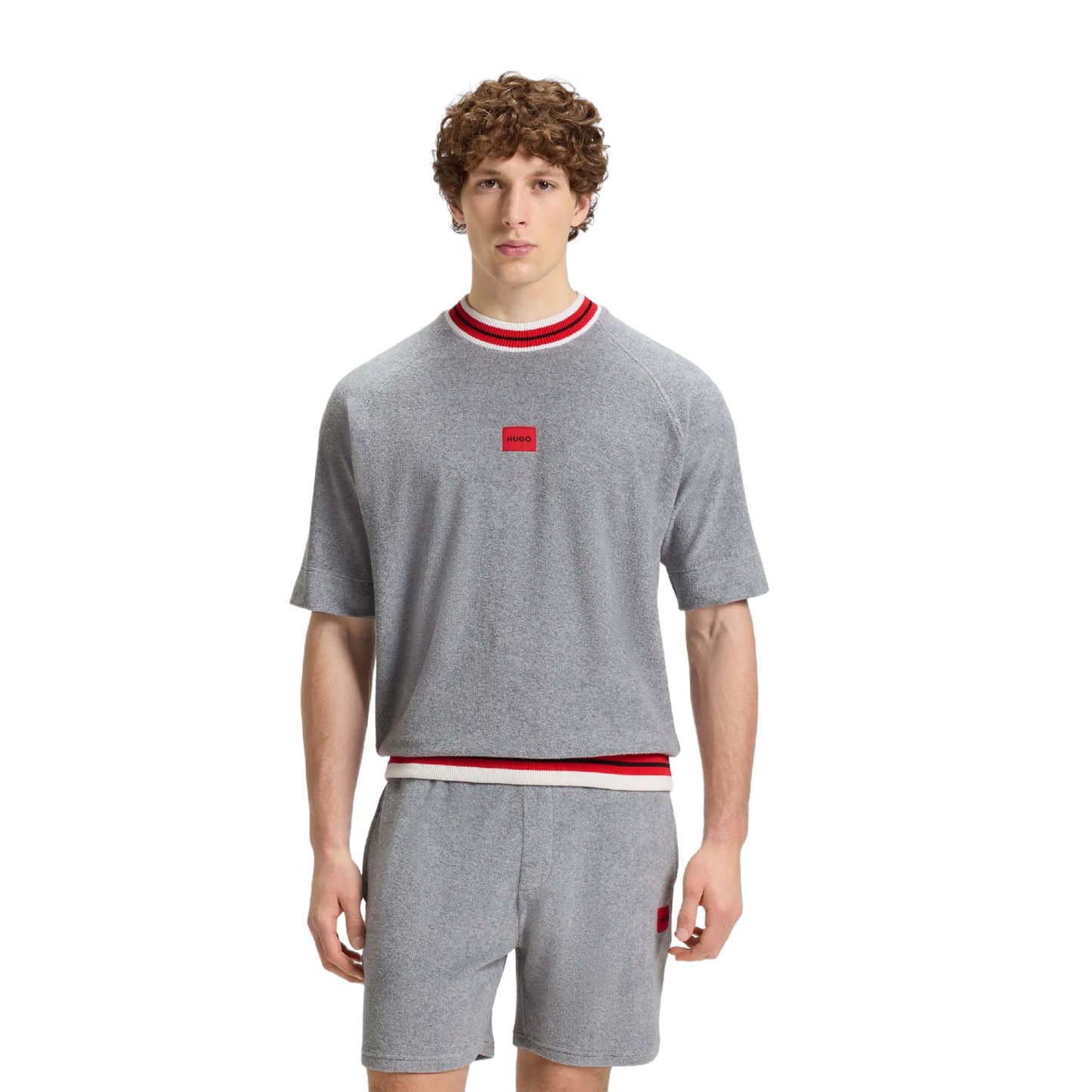 Grey - Lifestyle - Hugo Mens Jaxon Short-Sleeved Sweatshirt