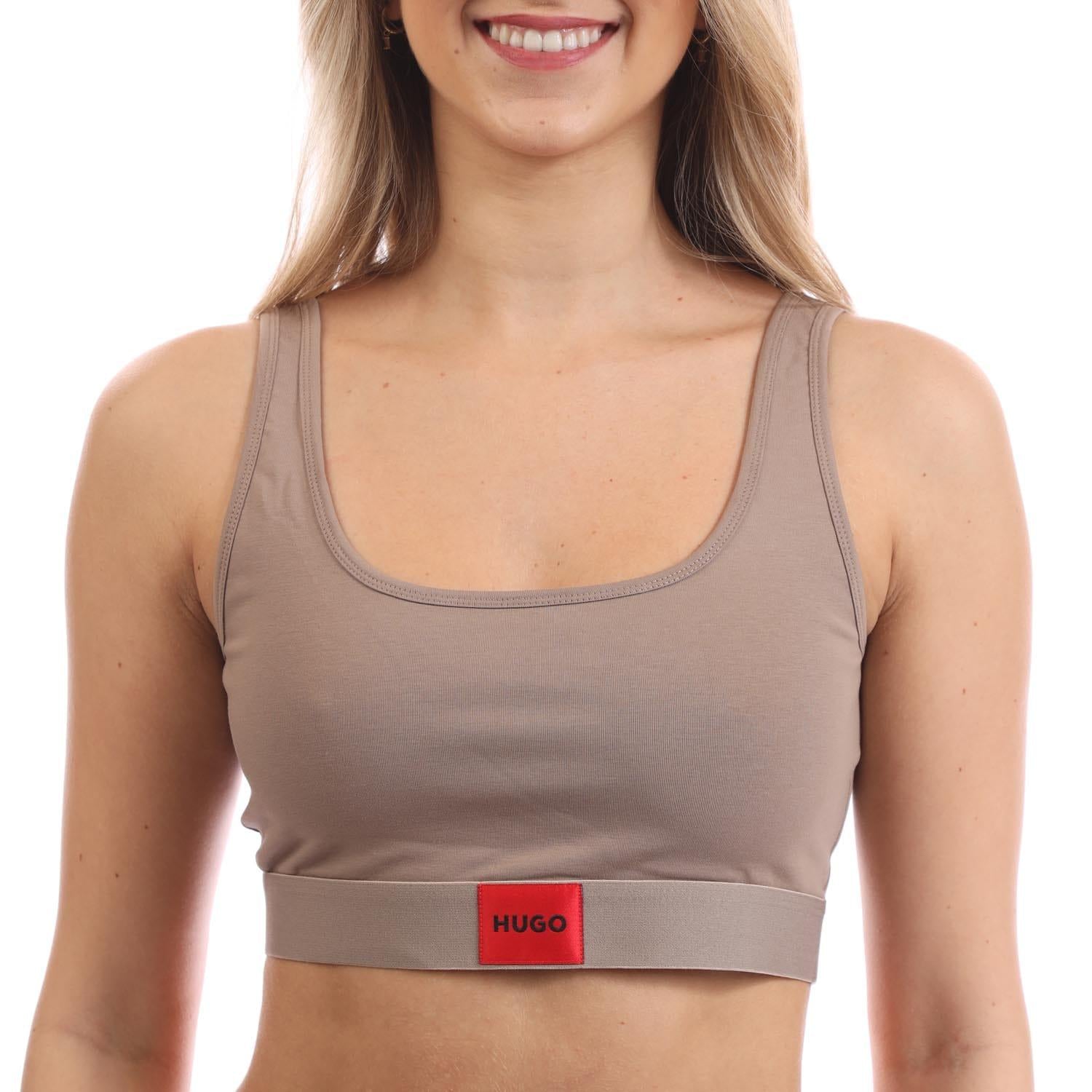 Brown - Front - Hugo Womens-Ladies Logo Label Bralette