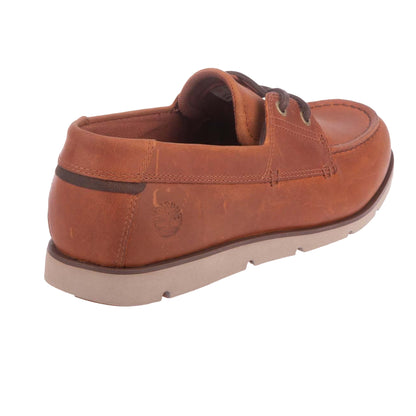Orange - Back - Timberland Mens Grafton Bay Leather Boat Shoes