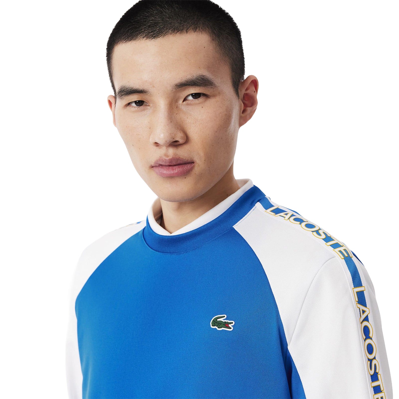 Blue-White - Lifestyle - Lacoste Mens Colour Block Stripe Tennis Sweatshirt