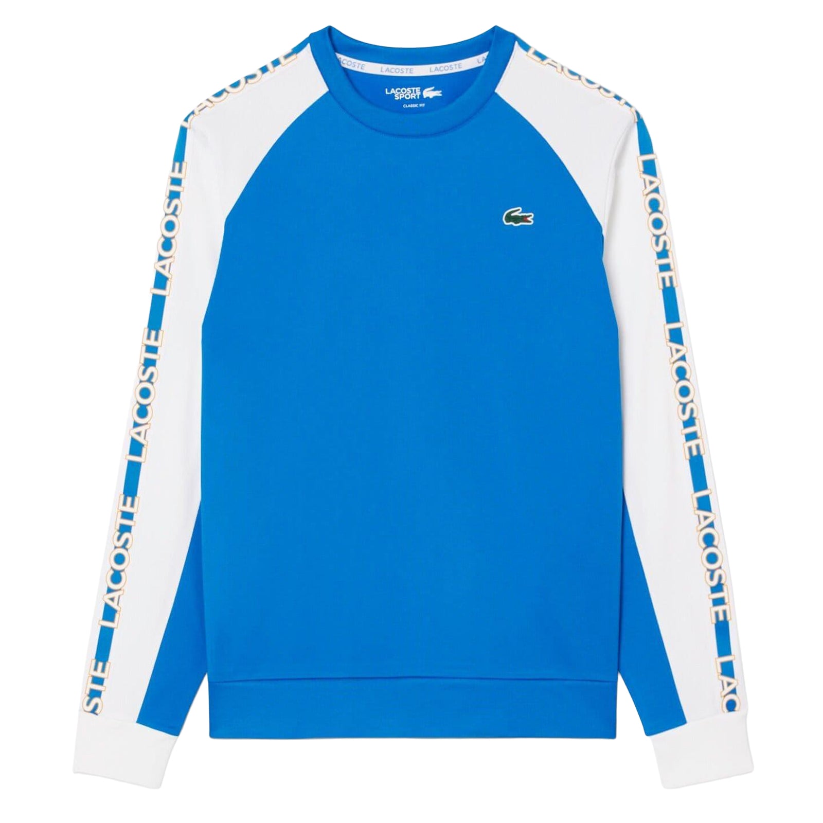 Blue-White - Front - Lacoste Mens Colour Block Stripe Tennis Sweatshirt