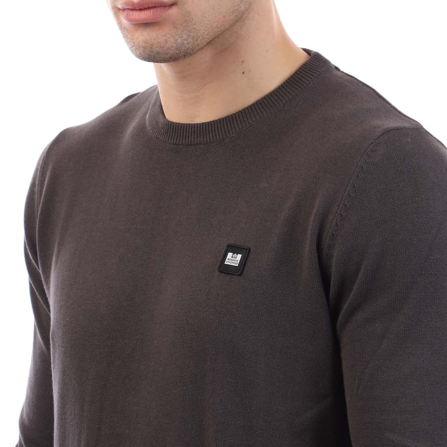 Charcoal - Side - Weekend Offender Mens Argentina Cotton Crew Neck Sweatshirt