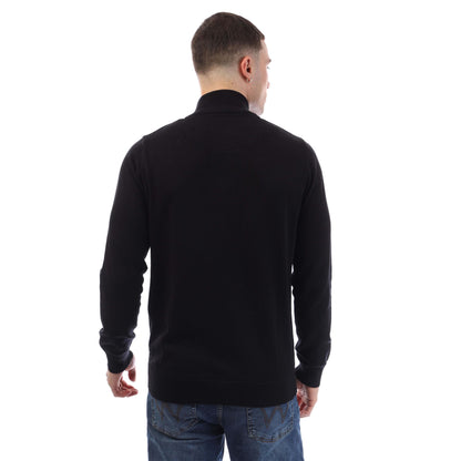 Black - Back - Weekend Offender Mens Paraguay Knitted Quarter Zip Sweatshirt