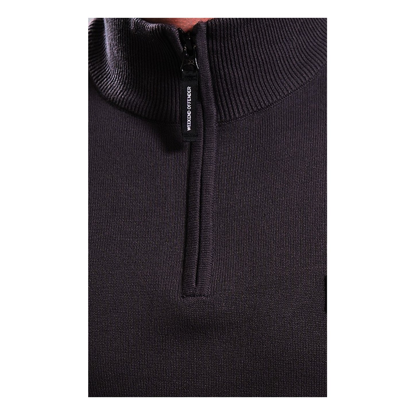 Black - Pack Shot - Weekend Offender Mens Paraguay Knitted Quarter Zip Sweatshirt