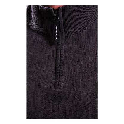 Black - Pack Shot - Weekend Offender Mens Paraguay Knitted Quarter Zip Sweatshirt