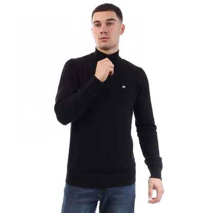 Black - Front - Weekend Offender Mens Paraguay Knitted Quarter Zip Sweatshirt