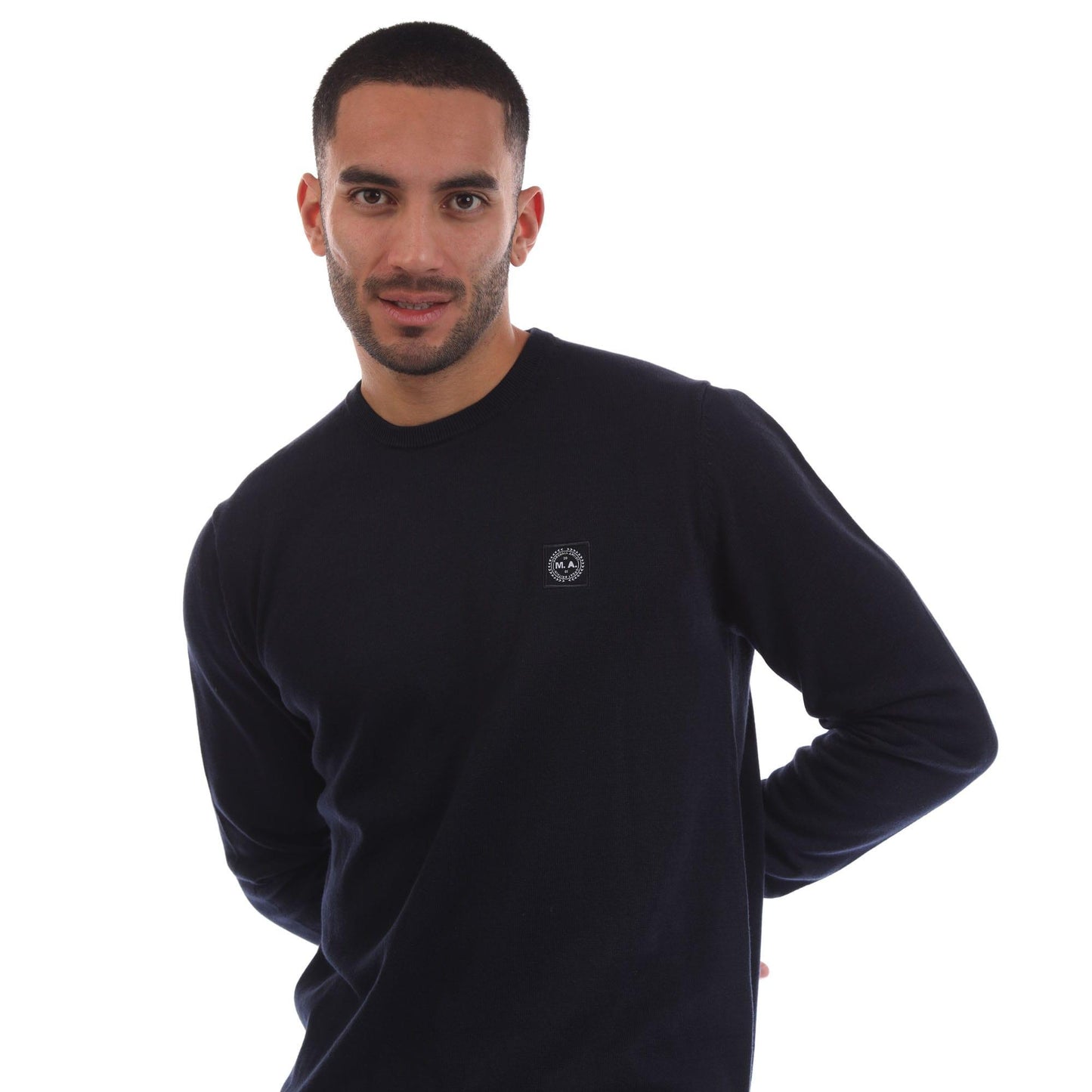 Black - Side - Marshall Artist Mens Siren Knitted Crew Neck Sweatshirt