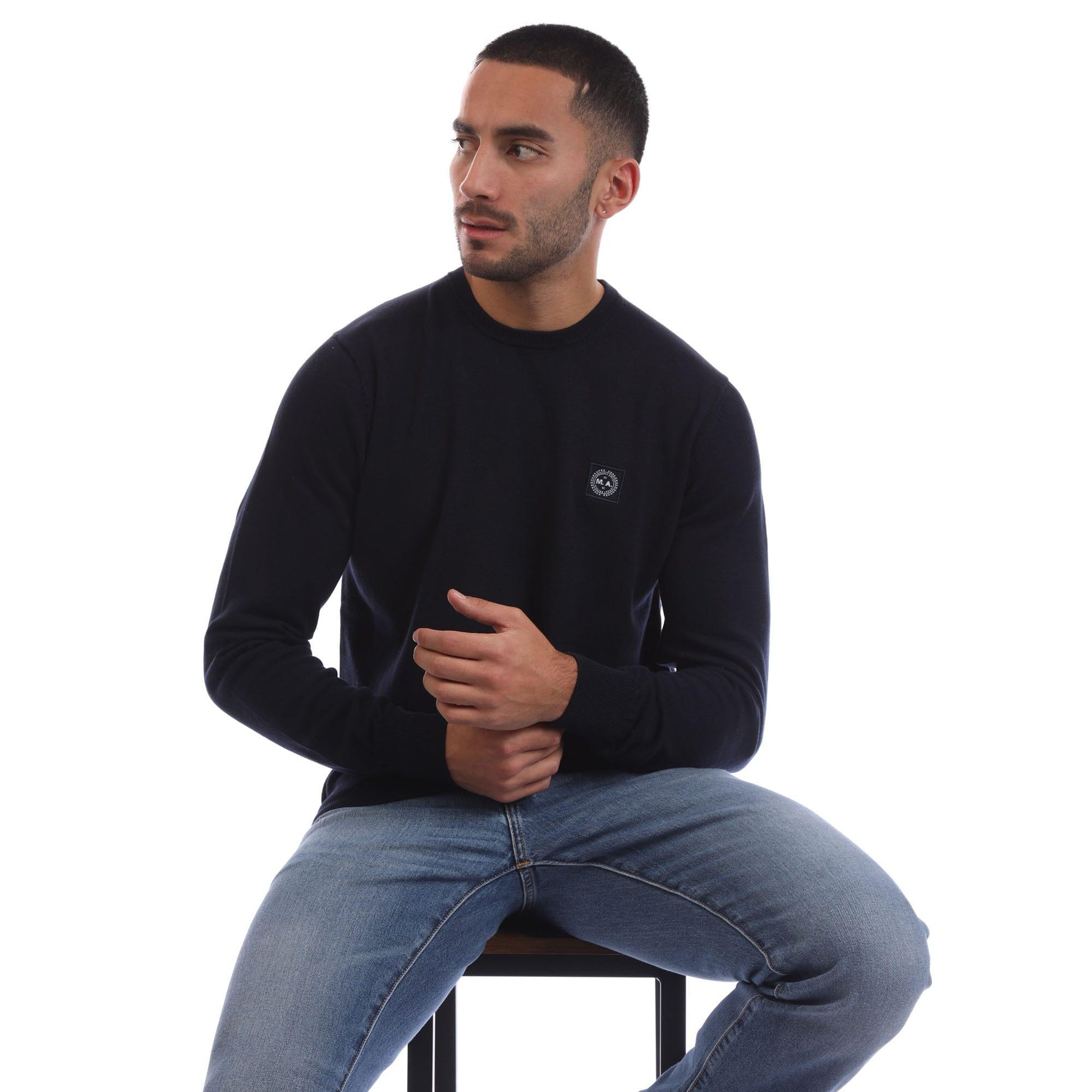 Black - Lifestyle - Marshall Artist Mens Siren Knitted Crew Neck Sweatshirt
