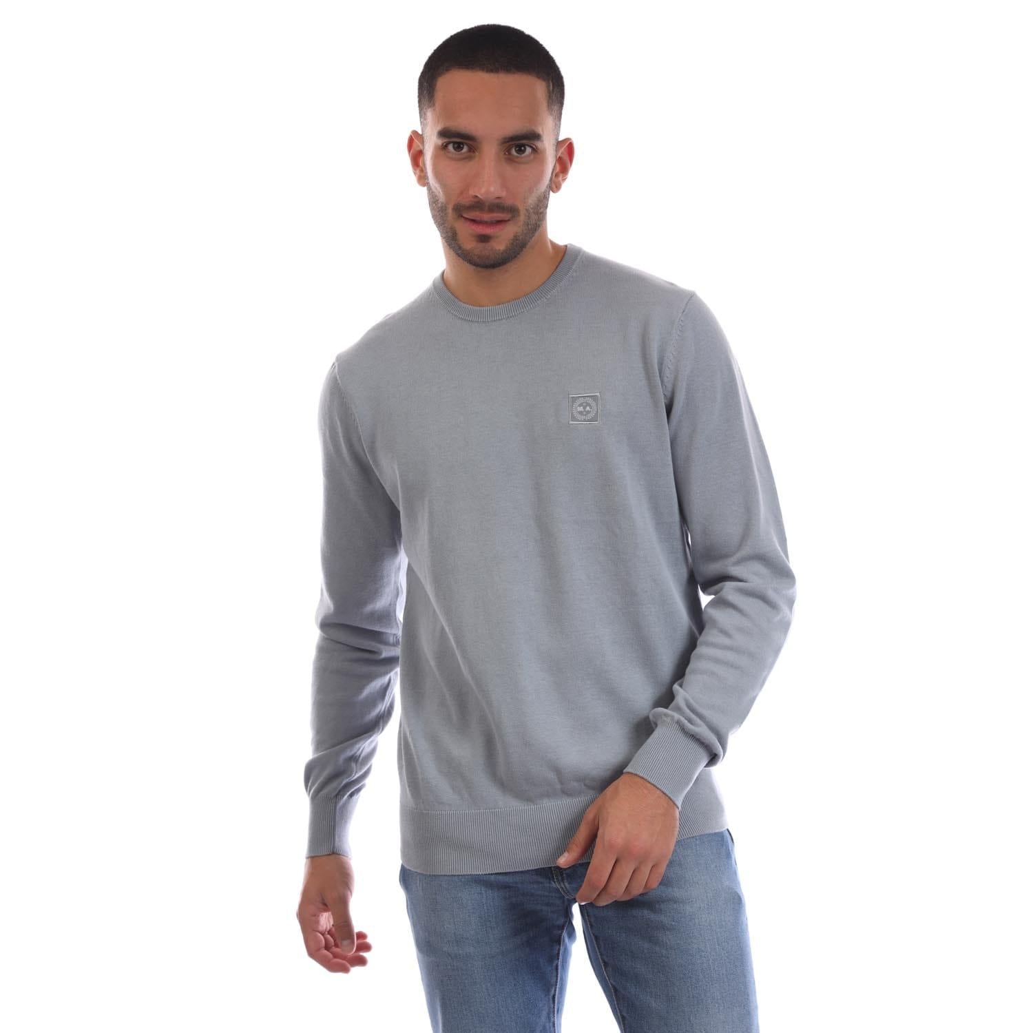 Grey - Front - Marshall Artist Mens Siren Knitted Crew Neck Sweatshirt