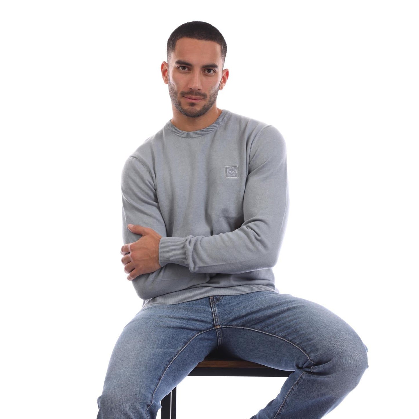 Grey - Lifestyle - Marshall Artist Mens Siren Knitted Crew Neck Sweatshirt