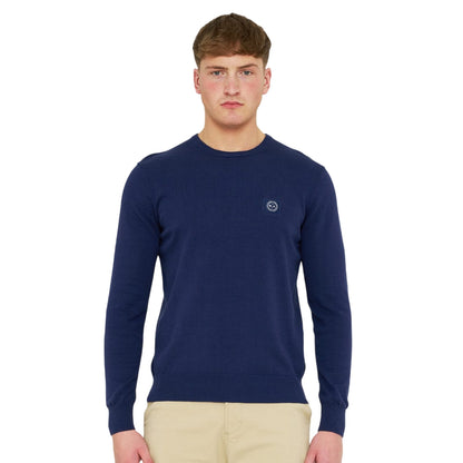 Navy - Front - Marshall Artist Mens Siren Knitted Crew Neck Sweatshirt