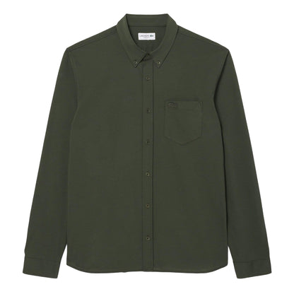 Green - Front - Lacoste Mens Cotton Regular Shirt