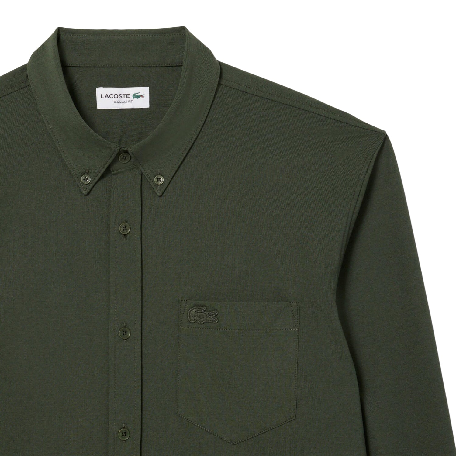 Green - Side - Lacoste Mens Cotton Regular Shirt